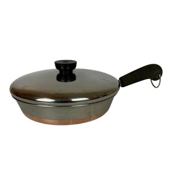 Vintage Revere Ware 8 inch Skillet With Lid Copper Clad Stainless Steel 1979 - Picture 1 of 8